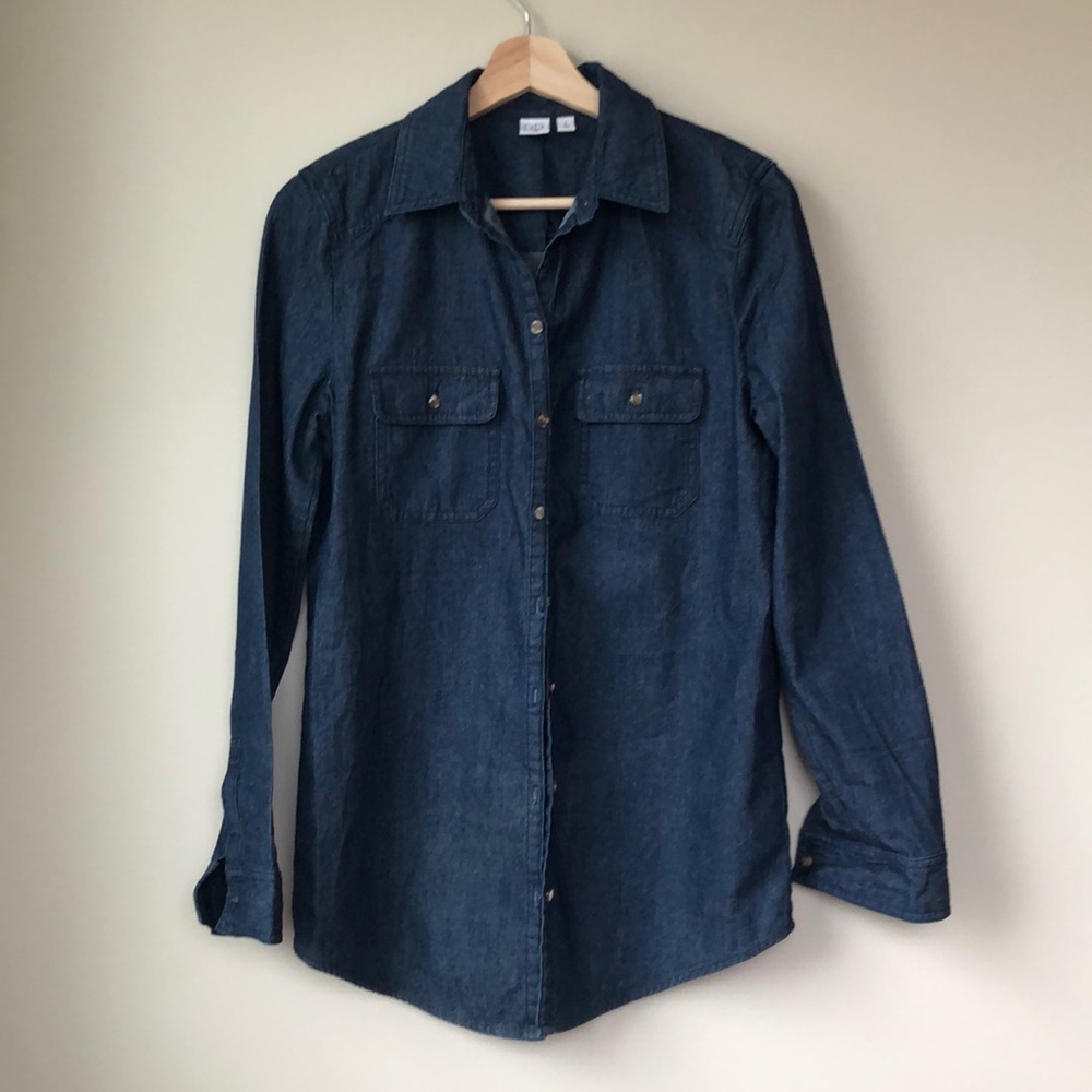 Dark denim button-down